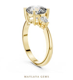 Load image into Gallery viewer, Maylaya Gems cushion pear trilogy lab-grown diamond ring in yellow gold
