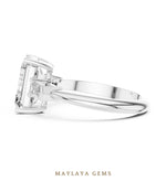 Load image into Gallery viewer, Maylaya Gems emerald baguette trilogy lab-grown diamond ring in white gold
