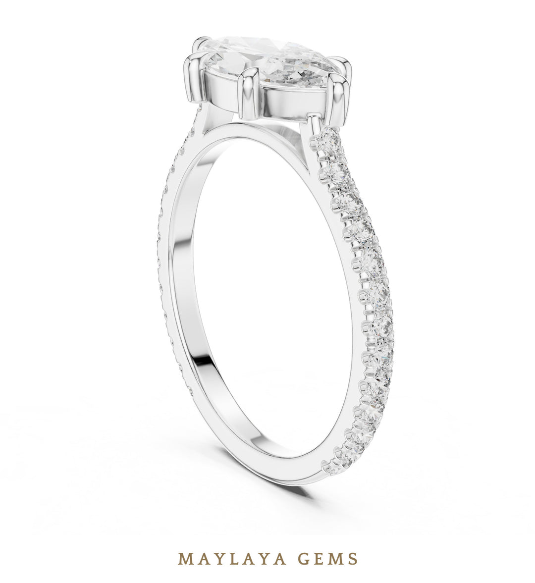 Maylaya Gems east-west marquise pave lab-grown diamond ring in white gold