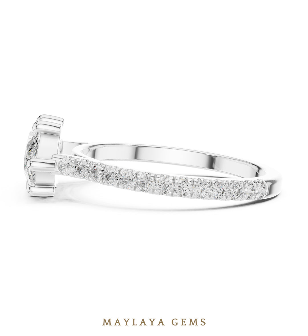 Maylaya Gems east-west marquise pave lab-grown diamond ring in white gold