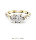 Load image into Gallery viewer, Maylaya Gems east-west marquise pave lab-grown diamond ring in yellow gold
