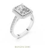Load image into Gallery viewer, Maylaya Gems radiant halo lab-grown diamond ring in white gold
