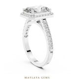 Load image into Gallery viewer, Maylaya Gems radiant halo lab-grown diamond ring in white gold
