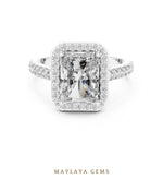Load image into Gallery viewer, Maylaya Gems radiant halo lab-grown diamond ring in white gold

