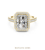 Load image into Gallery viewer, Maylaya Gems radiant halo lab-grown diamond ring in yellow gold
