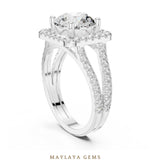 Load image into Gallery viewer, Maylaya Gems round square halo split shank lab-grown diamond ring in white gold
