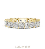 Load image into Gallery viewer, Maylaya Gems princess shared prong eternity band lab-grown diamond band in yellow gold
