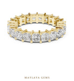 Load image into Gallery viewer, Maylaya Gems princess shared prong eternity band lab-grown diamond band in yellow gold
