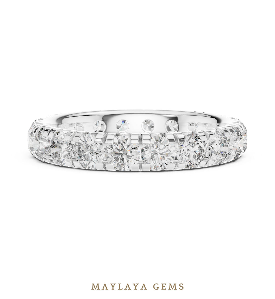 Maylaya Gems round v-set eternity band lab-grown diamond band in white gold