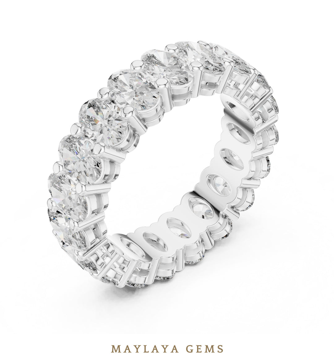 Maylaya Gems oval open gallery eternity band lab-grown diamond band in white gold