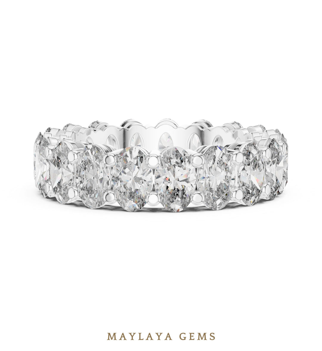 Maylaya Gems oval open gallery eternity band lab-grown diamond band in white gold