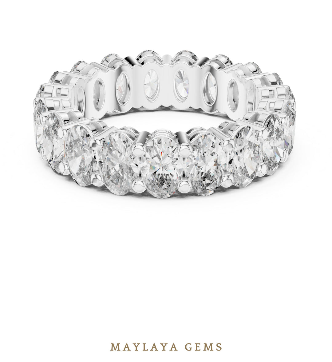 Maylaya Gems oval open gallery eternity band lab-grown diamond band in white gold