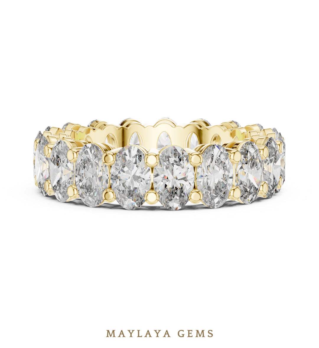 Maylaya Gems oval open gallery eternity band lab-grown diamond band in yellow gold