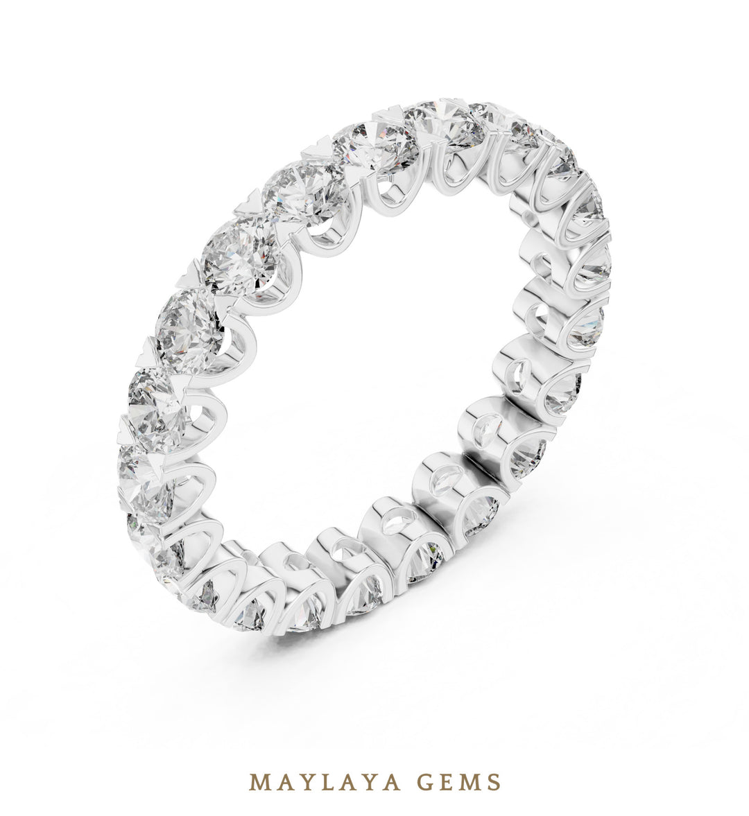 Maylaya Gems round scalloped eternity band lab-grown diamond band in white gold