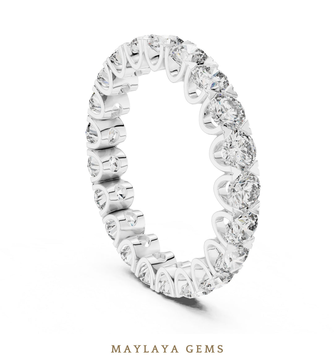 Maylaya Gems round scalloped eternity band lab-grown diamond band in white gold