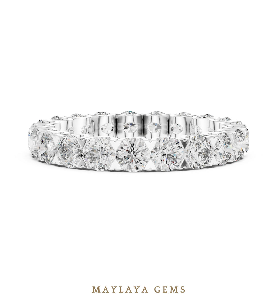 Maylaya Gems round scalloped eternity band lab-grown diamond band in white gold