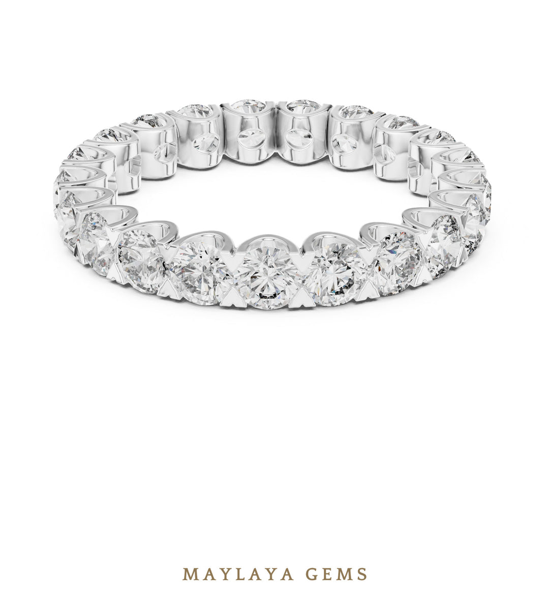 Maylaya Gems round scalloped eternity band lab-grown diamond band in white gold