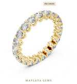 Load image into Gallery viewer, Maylaya Gems round scalloped eternity band lab-grown diamond band in yellow gold

