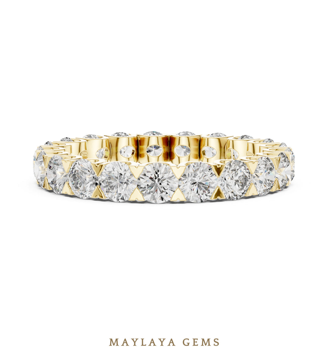 Maylaya Gems round scalloped eternity band lab-grown diamond band in yellow gold