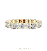 Load image into Gallery viewer, Maylaya Gems round scalloped eternity band lab-grown diamond band in yellow gold
