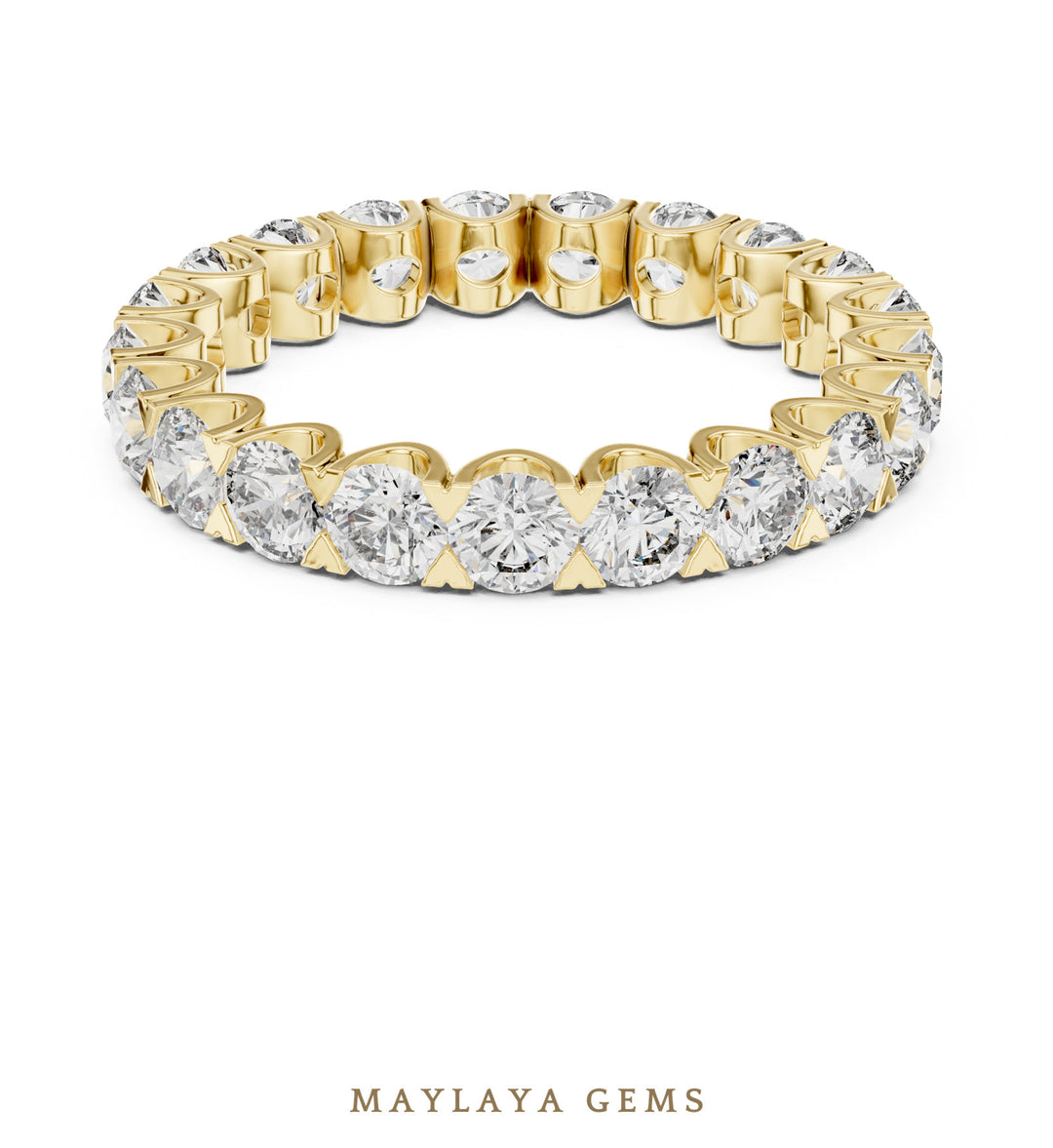 Maylaya Gems round scalloped eternity band lab-grown diamond band in yellow gold
