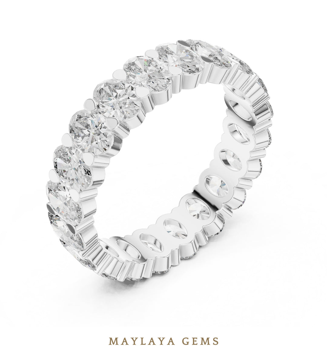 Maylaya Gems oval collet eternity band lab-grown diamond band in white gold