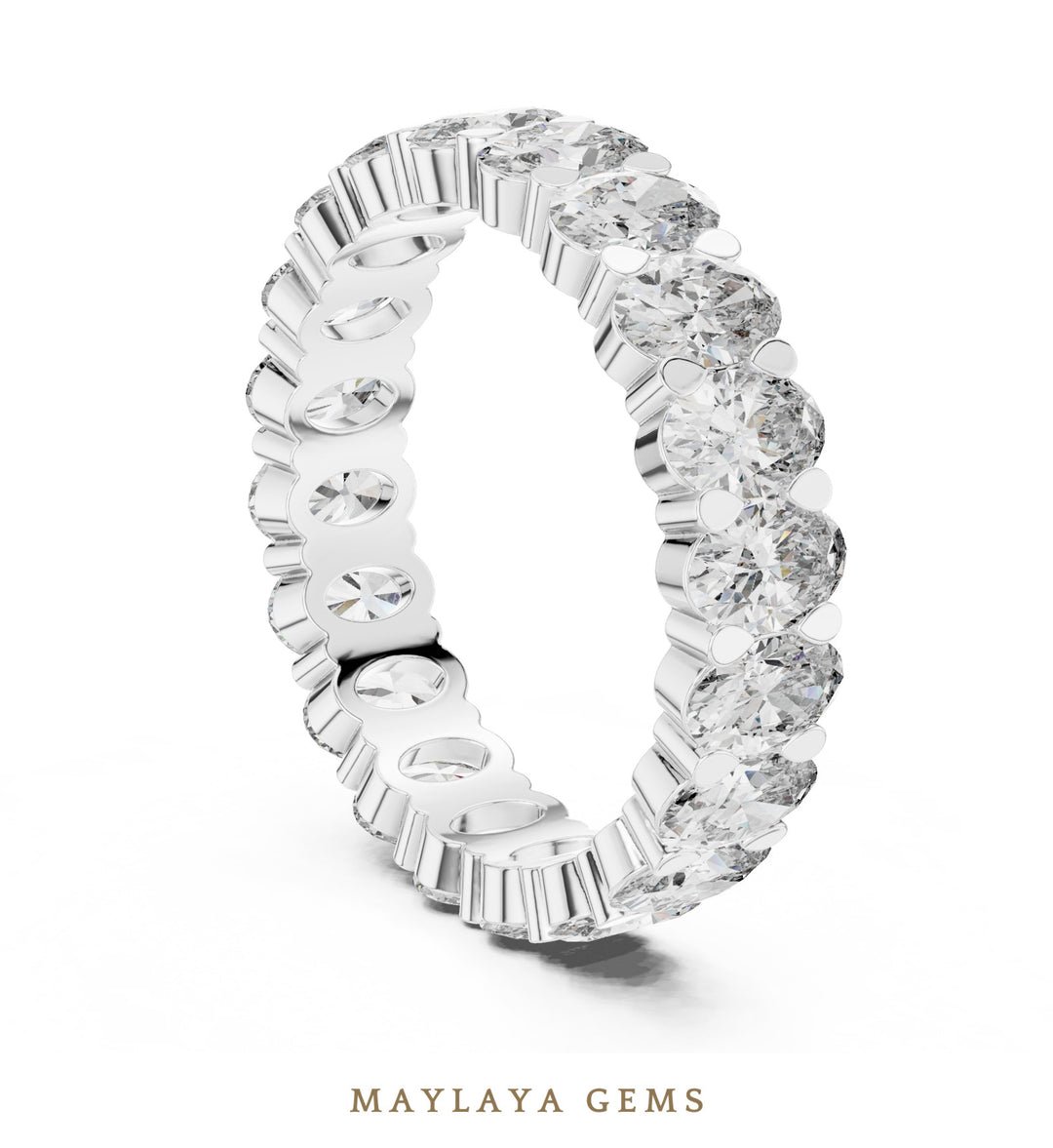 Maylaya Gems oval collet eternity band lab-grown diamond band in white gold
