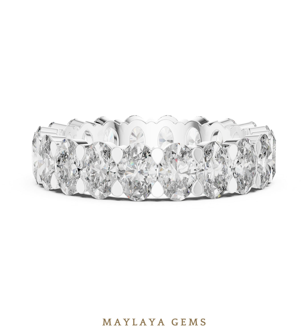 Maylaya Gems oval collet eternity band lab-grown diamond band in white gold