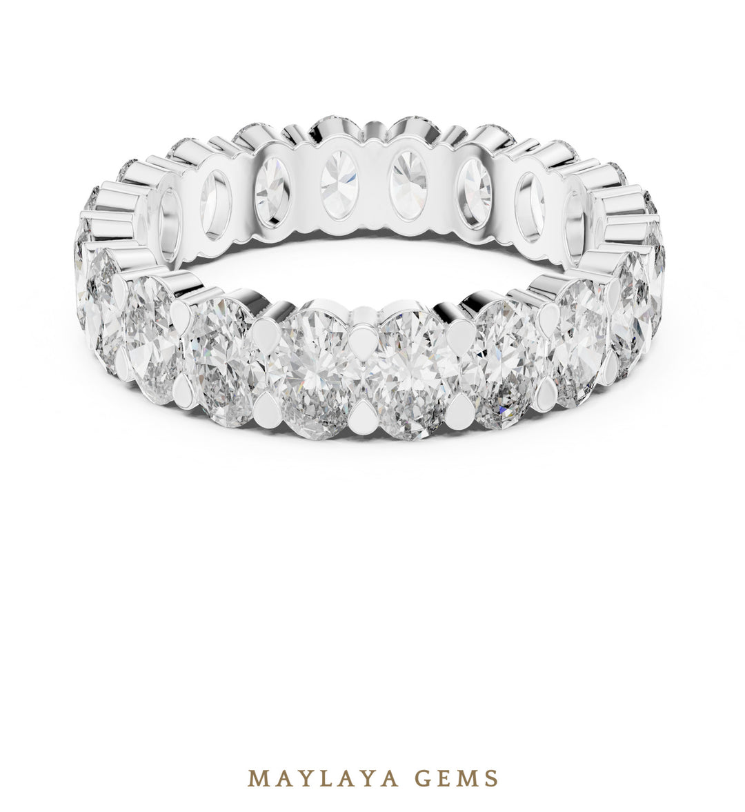 Maylaya Gems oval collet eternity band lab-grown diamond band in white gold