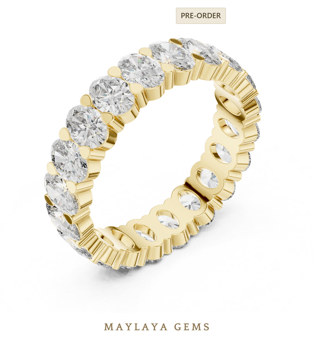 Maylaya Gems oval collet eternity band lab-grown diamond band in yellow gold