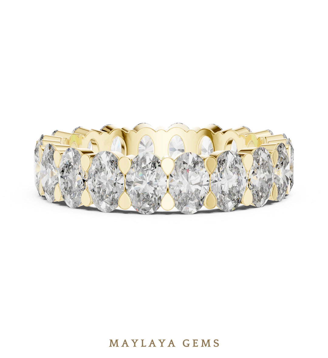 Maylaya Gems oval collet eternity band lab-grown diamond band in yellow gold