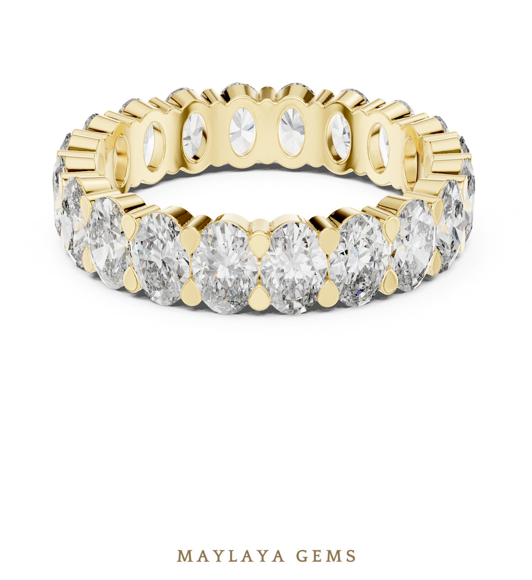 Maylaya Gems oval collet eternity band lab-grown diamond band in yellow gold