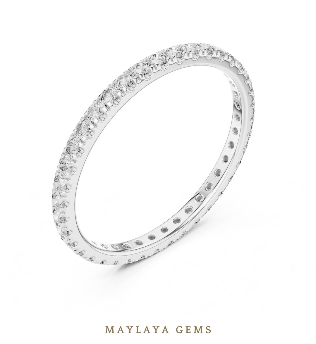 Maylaya Gems round fine eternity band lab-grown diamond band in white gold