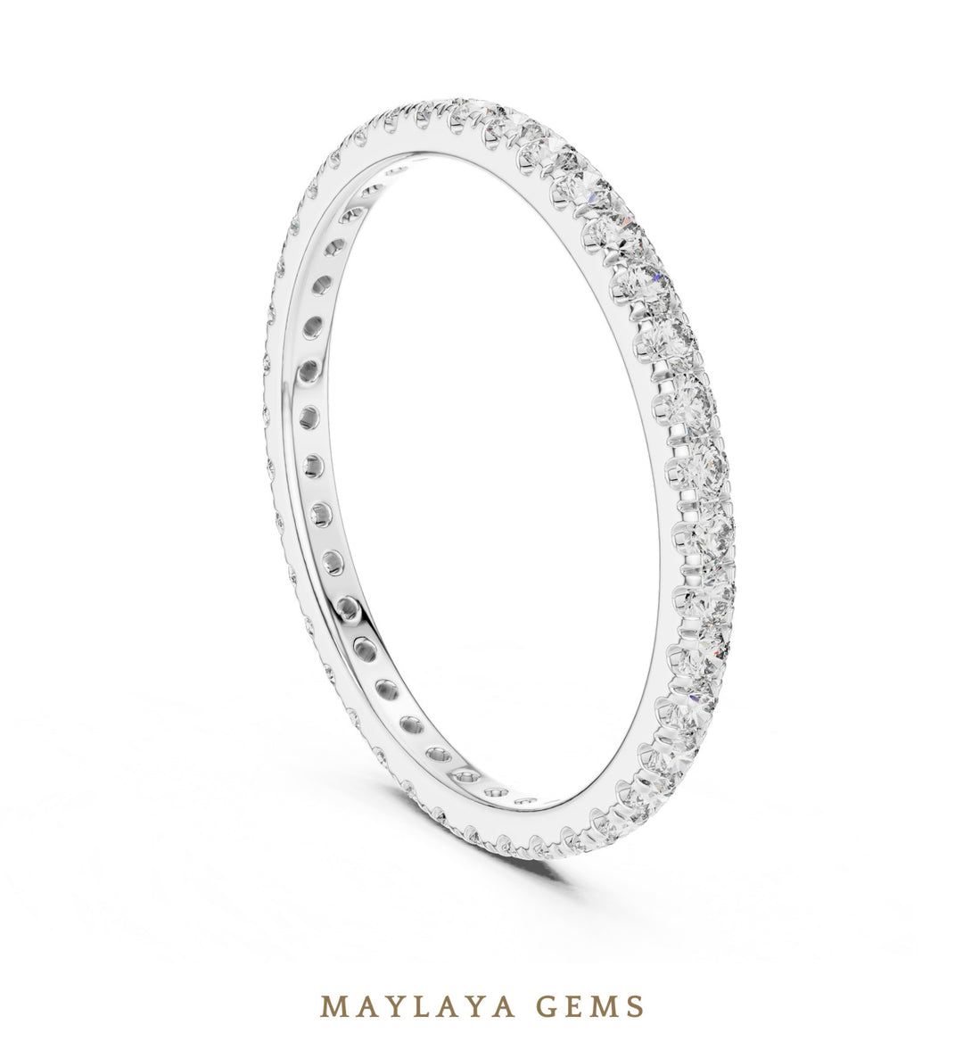 Maylaya Gems round fine eternity band lab-grown diamond band in white gold
