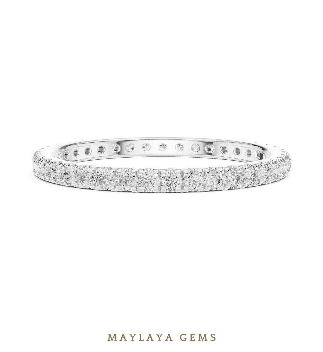 Maylaya Gems round fine eternity band lab-grown diamond band in white gold