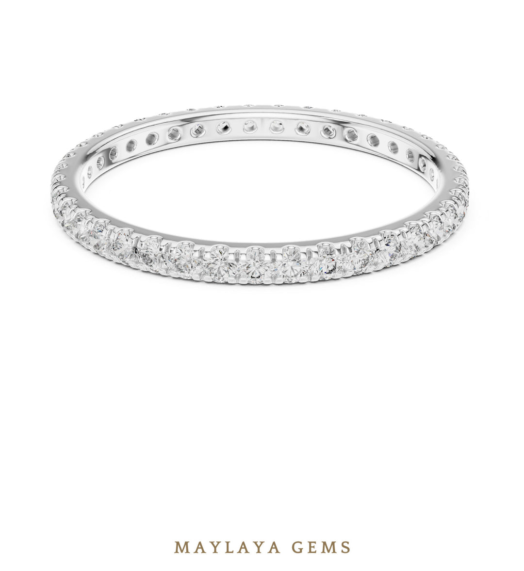 Maylaya Gems round fine eternity band lab-grown diamond band in white gold