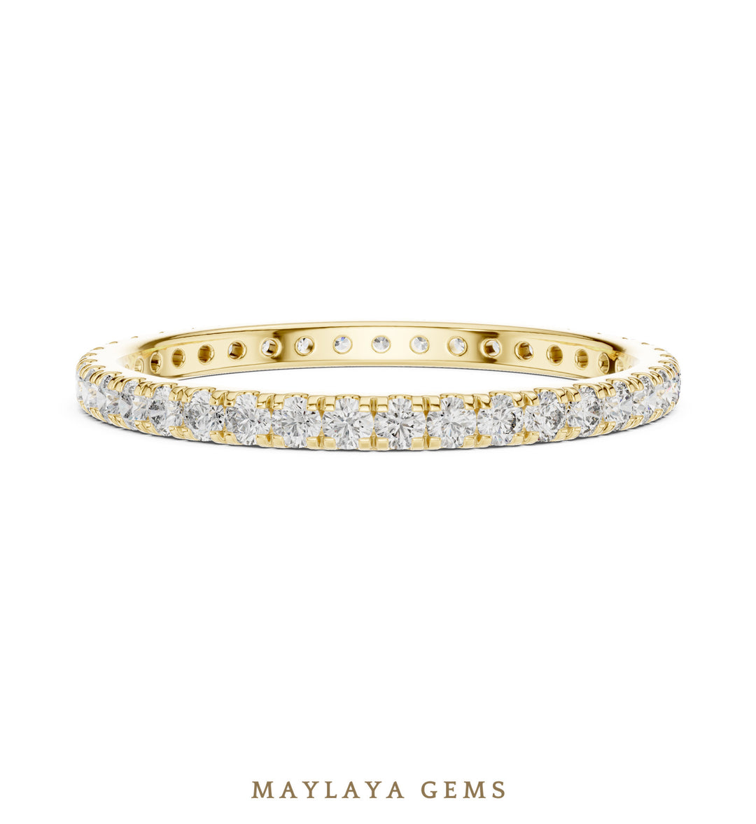 Maylaya Gems round fine eternity band lab-grown diamond band in yellow gold