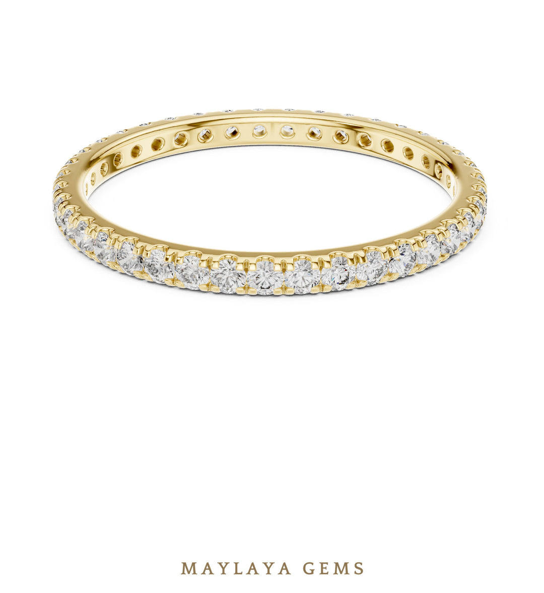 Maylaya Gems round fine eternity band lab-grown diamond band in yellow gold