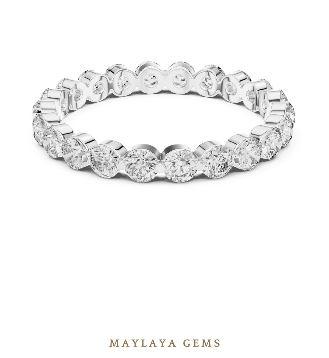 Maylaya Gems round collet eternity band lab-grown diamond band in white gold