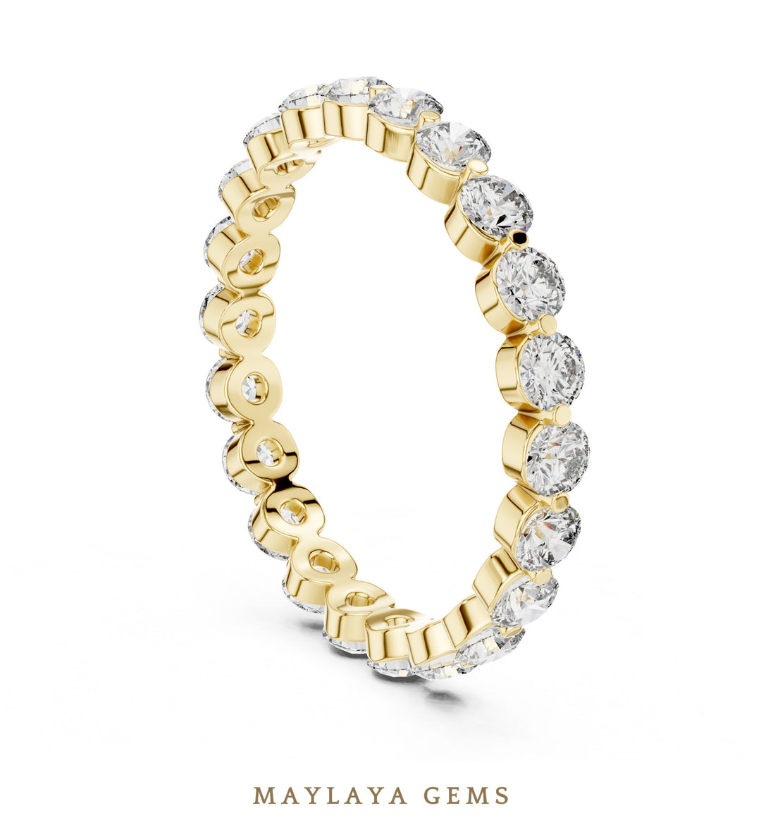 Maylaya Gems round collet eternity band lab-grown diamond band in yellow gold