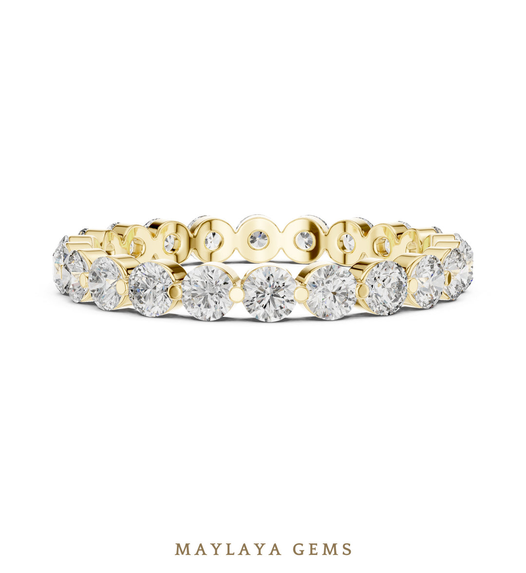 Maylaya Gems round collet eternity band lab-grown diamond band in yellow gold