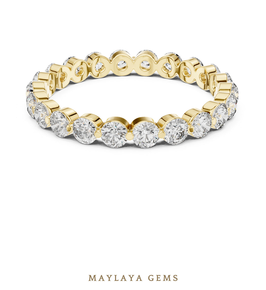 Maylaya Gems round collet eternity band lab-grown diamond band in yellow gold
