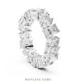 Load image into Gallery viewer, Maylaya Gems pear round emerald mixed eternity band lab-grown diamond band in white gold
