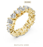 Load image into Gallery viewer, Maylaya Gems pear round emerald mixed eternity band lab-grown diamond band in yellow gold
