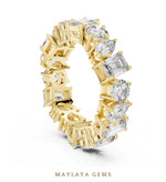 Load image into Gallery viewer, Maylaya Gems pear round emerald mixed eternity band lab-grown diamond band in yellow gold
