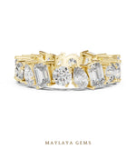 Load image into Gallery viewer, Maylaya Gems pear round emerald mixed eternity band lab-grown diamond band in yellow gold
