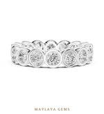 Load image into Gallery viewer, Maylaya Gems round bezel eternity band lab-grown diamond band in white gold
