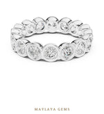 Load image into Gallery viewer, Maylaya Gems round bezel eternity band lab-grown diamond band in white gold

