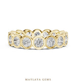 Load image into Gallery viewer, Maylaya Gems round bezel eternity band lab-grown diamond band in yellow gold
