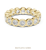 Load image into Gallery viewer, Maylaya Gems round bezel eternity band lab-grown diamond band in yellow gold
